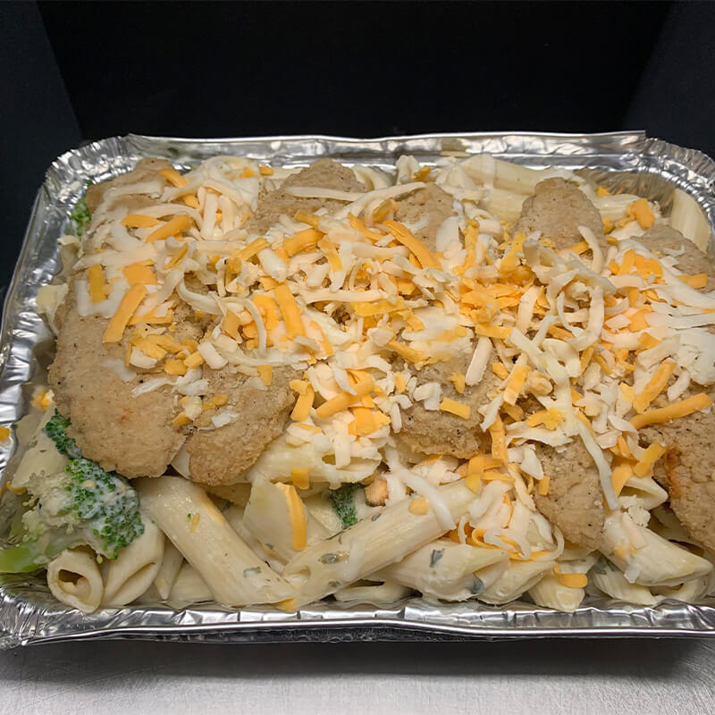 Crispy Chicken Broccoli Penne Alfredo